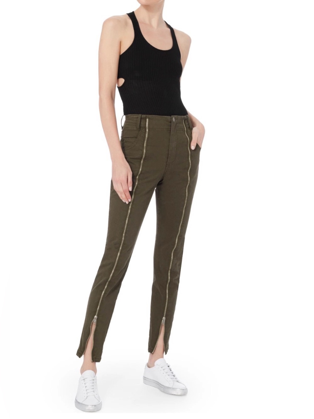 A.L.C. Zander on duty Women's High-Waist Zip-Front Skinny Jeans - Green 2